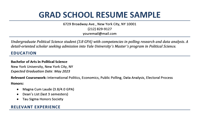 Graduate-school-CV-sample